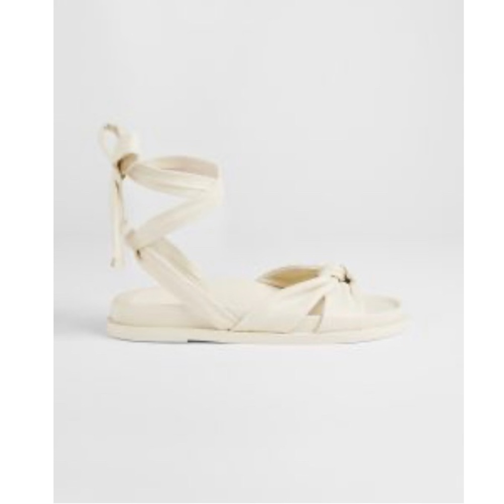 Ted Baker white leather ankle wrap slides